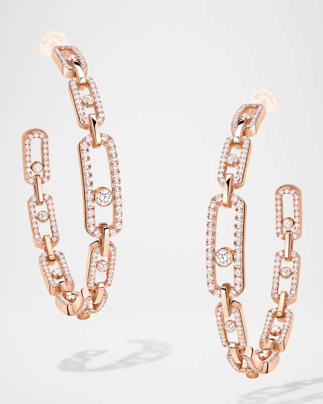 MOVE LINK 18K MEDIUM DIAMOND HOOP EARRINGS